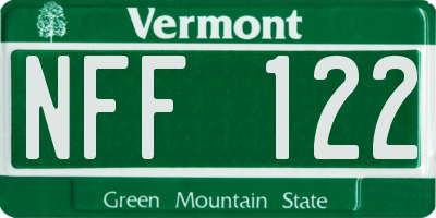 VT license plate NFF122