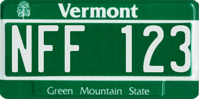 VT license plate NFF123