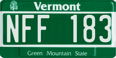 VT license plate NFF183