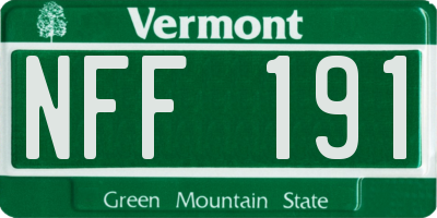 VT license plate NFF191