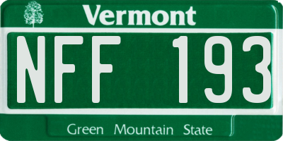 VT license plate NFF193