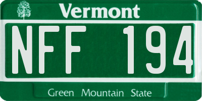 VT license plate NFF194