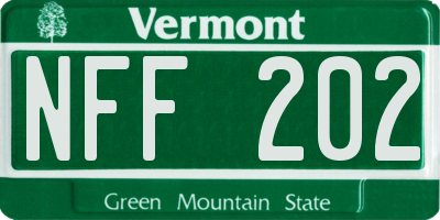 VT license plate NFF202