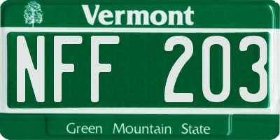 VT license plate NFF203