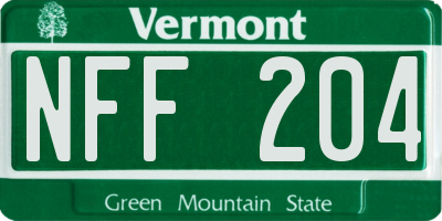 VT license plate NFF204