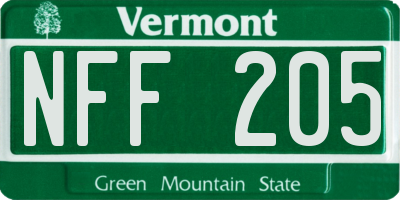 VT license plate NFF205