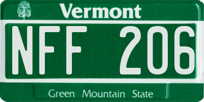 VT license plate NFF206