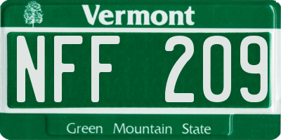 VT license plate NFF209