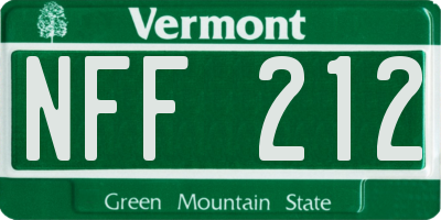 VT license plate NFF212