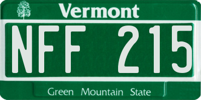 VT license plate NFF215