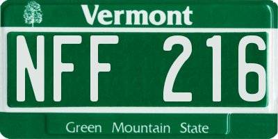 VT license plate NFF216