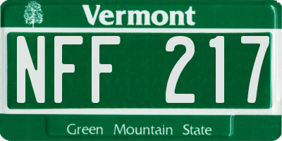 VT license plate NFF217