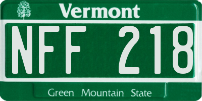 VT license plate NFF218