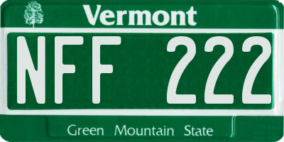 VT license plate NFF222