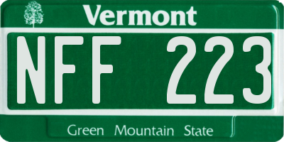 VT license plate NFF223