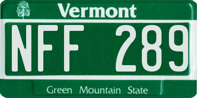 VT license plate NFF289