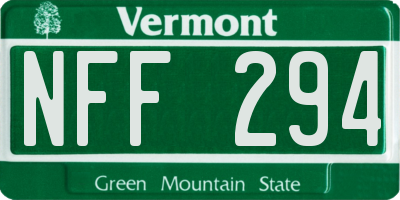 VT license plate NFF294