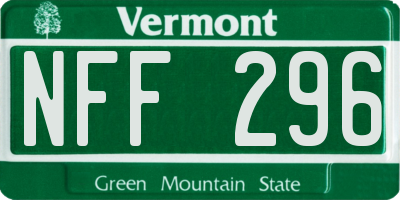 VT license plate NFF296