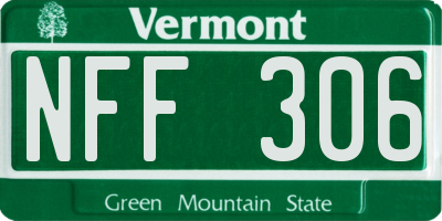 VT license plate NFF306