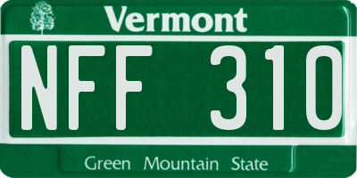 VT license plate NFF310
