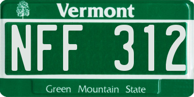 VT license plate NFF312