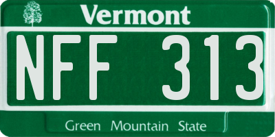 VT license plate NFF313