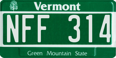 VT license plate NFF314