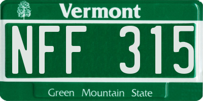 VT license plate NFF315
