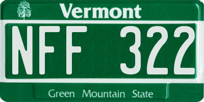 VT license plate NFF322
