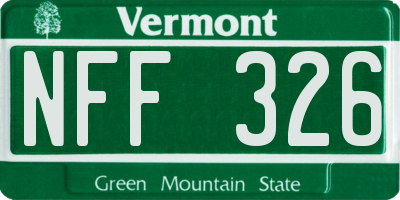 VT license plate NFF326