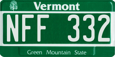 VT license plate NFF332
