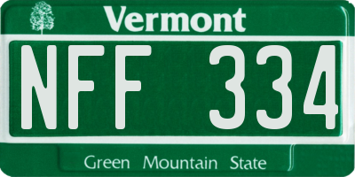 VT license plate NFF334