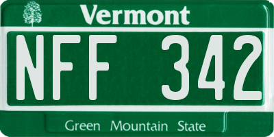 VT license plate NFF342