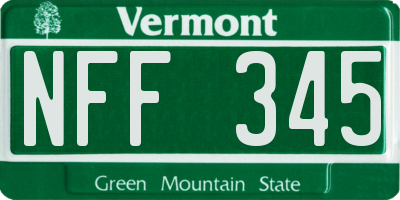 VT license plate NFF345