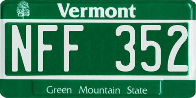 VT license plate NFF352