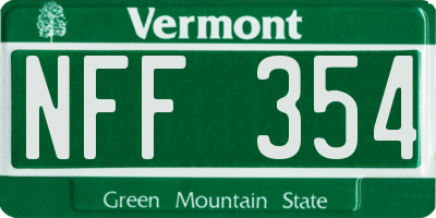 VT license plate NFF354