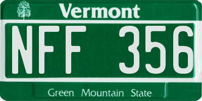 VT license plate NFF356