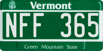 VT license plate NFF365