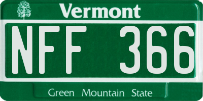 VT license plate NFF366