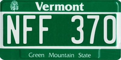 VT license plate NFF370