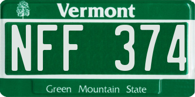 VT license plate NFF374