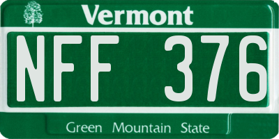 VT license plate NFF376