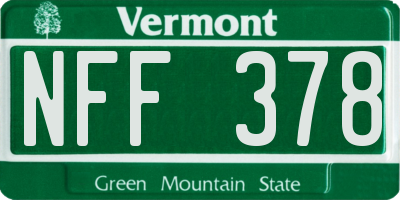 VT license plate NFF378
