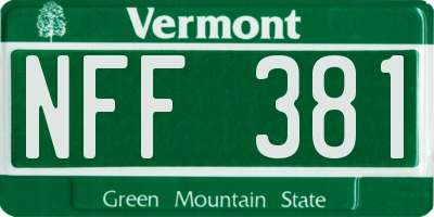 VT license plate NFF381