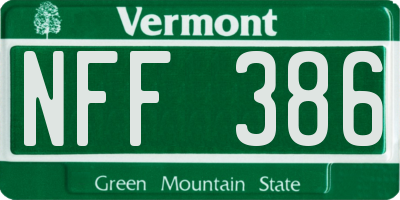 VT license plate NFF386
