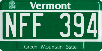 VT license plate NFF394