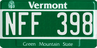 VT license plate NFF398