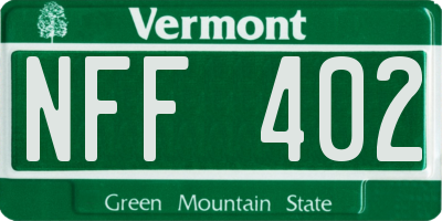 VT license plate NFF402