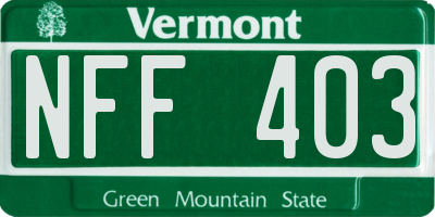 VT license plate NFF403