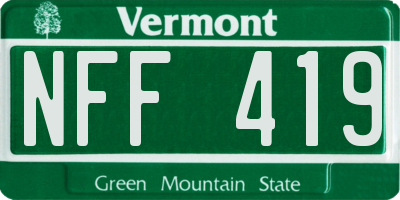 VT license plate NFF419